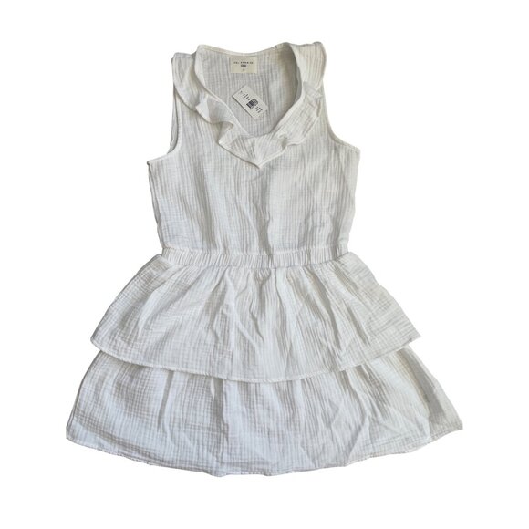 Sol Angeles Dresses & Skirts - Sol Angeles Women's Medium NWT Whtie Gauzy Cotton Drop Waist ruffle Mini Dress
